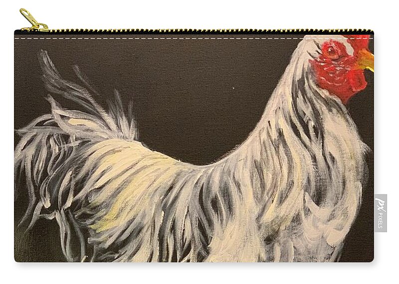 Rooster Zip Pouch featuring the painting The GENERAL by Juliette Becker