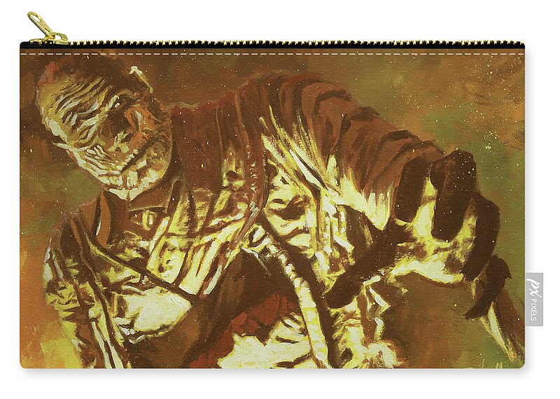 The Mummy Zip Pouch featuring the painting The Mummy by Sv Bell