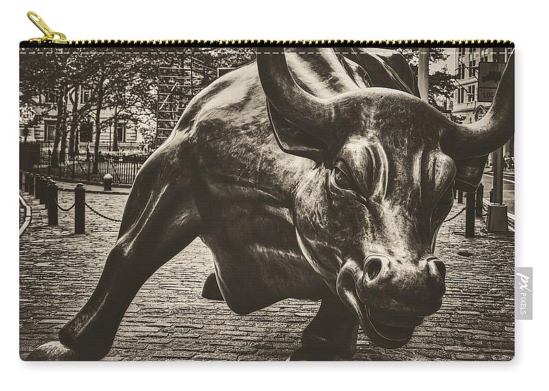 Bull Zip Pouch featuring the photograph The Wall Street Bull #1 by Mountain Dreams