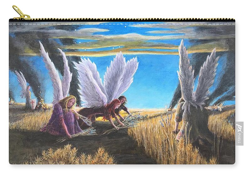Two Paths Zip Pouch featuring the painting The Wheat And The Tares #1 by Matt Konar