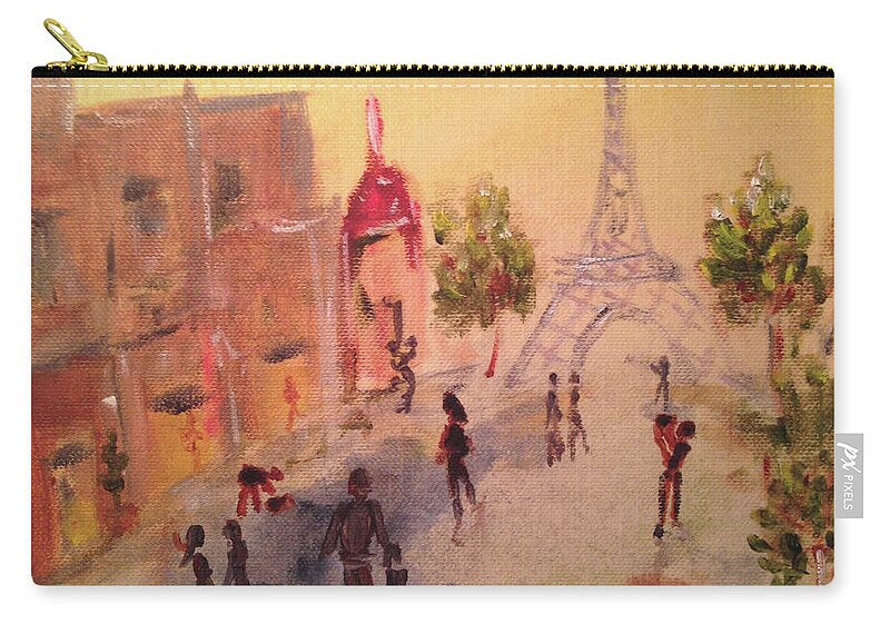 Paris Zip Pouch featuring the painting Tourists by Roxy Rich