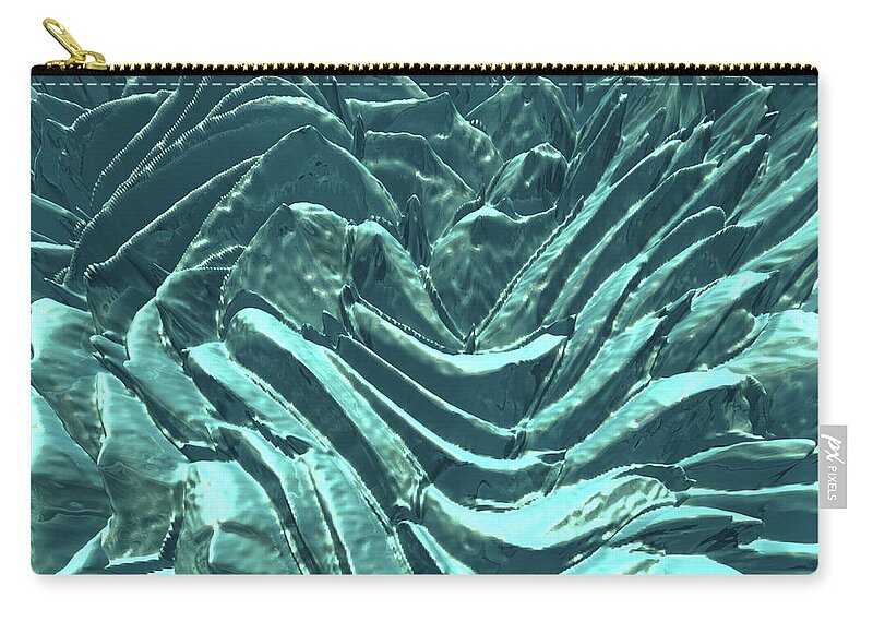 Three Dimensional Zip Pouch featuring the digital art Turquoise Abstract #1 by Phil Perkins