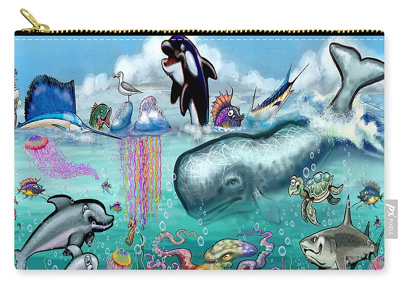 Aquatic Zip Pouch featuring the digital art Under the Sea by Kevin Middleton