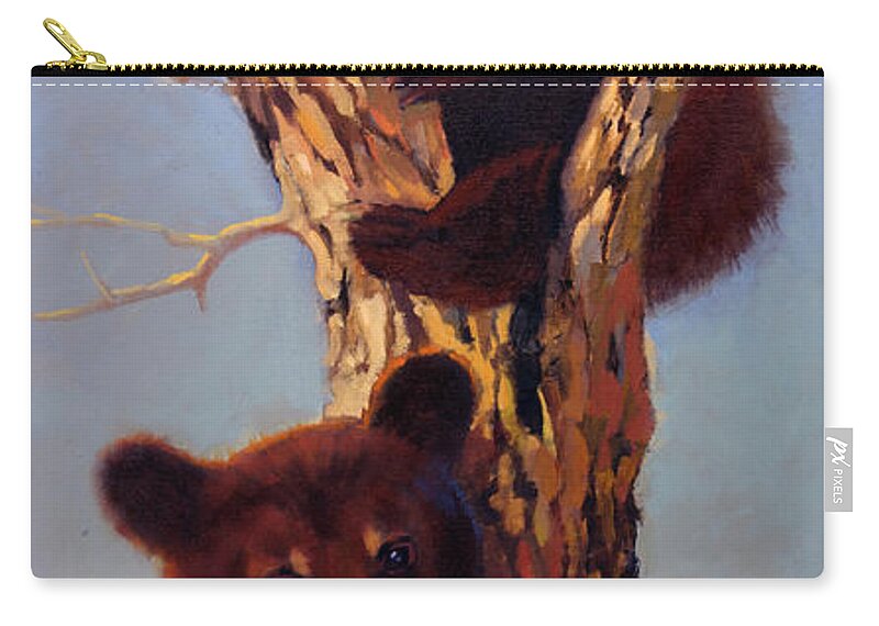 Nature Zip Pouch featuring the painting Up a Tree by Carolyne Hawley