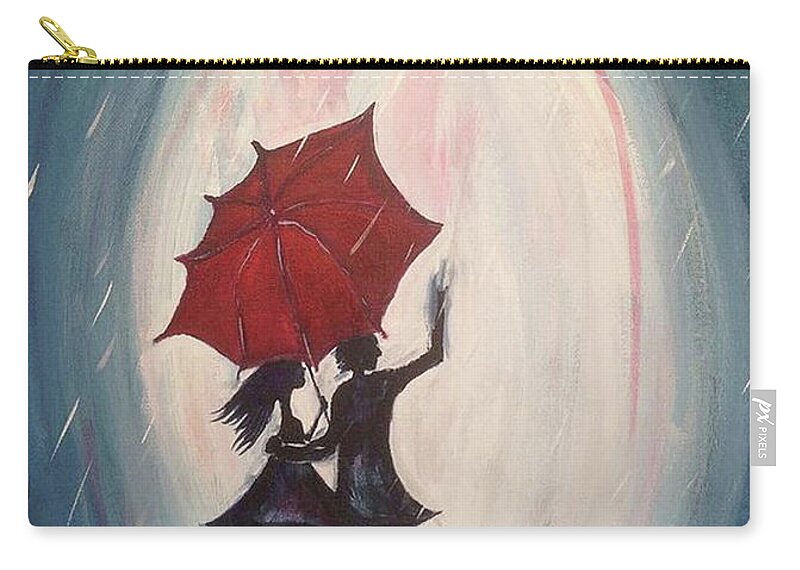 Lovers Carry-all Pouch featuring the painting Walking in the Rain by Roxy Rich