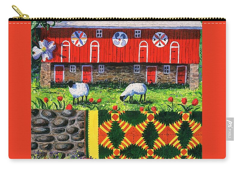 Pennsylvania Barn Zip Pouch featuring the painting Welcome #1 by Diane Phalen