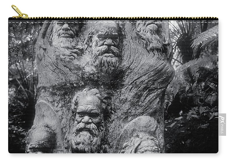 Aboriginal Sculpture Zip Pouch featuring the sculpture William Rickett's Aboriginal sculpture - Black and white photo #12 by Paul E Williams