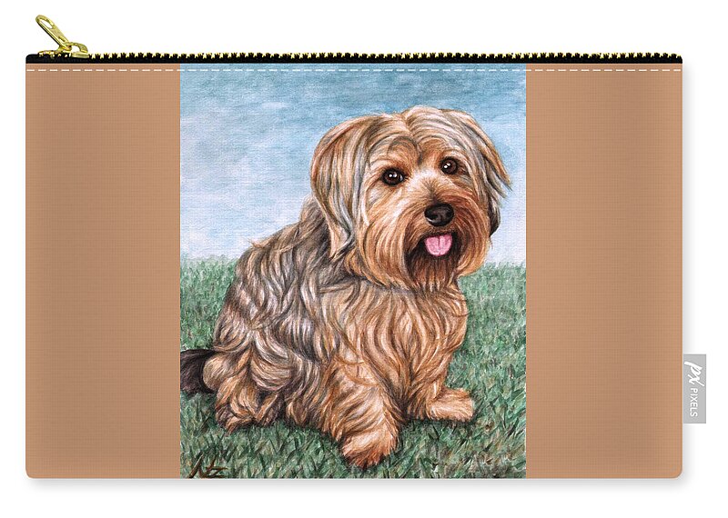 Dog Zip Pouch featuring the painting Yorkshire Terrier #1 by Nicole Zeug