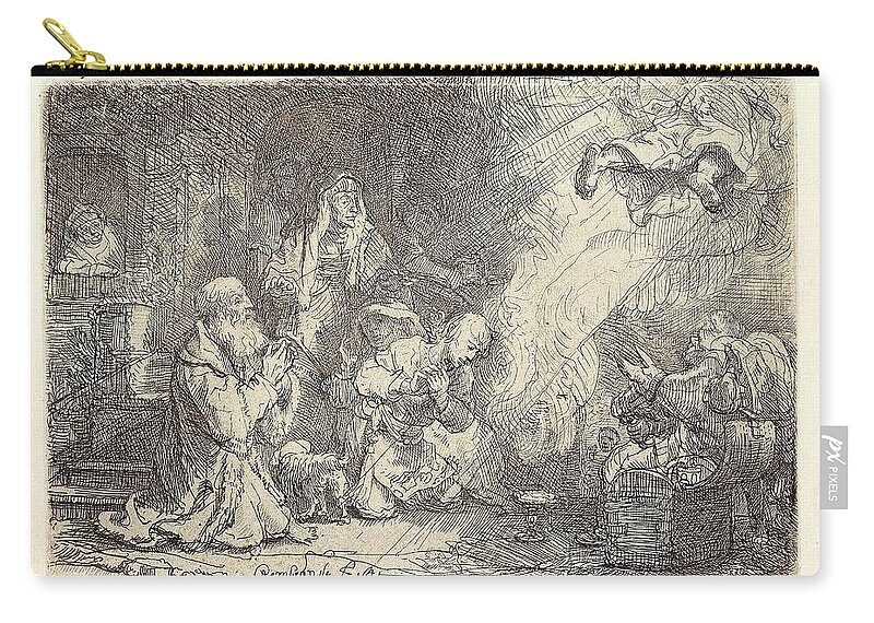 Vintage Zip Pouch featuring the painting Rembrandt Harmensz van Rijn #10 by MotionAge Designs