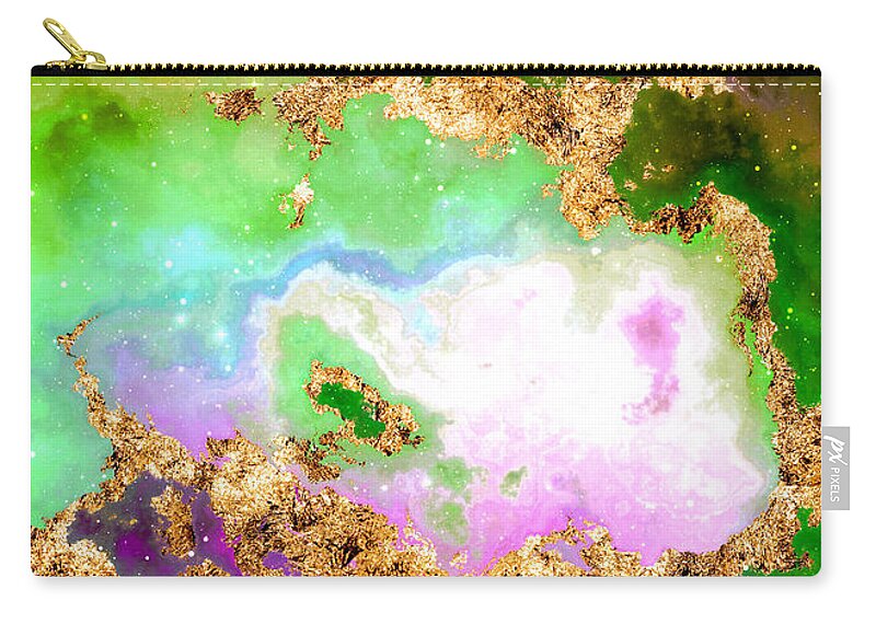 Holyrockarts Zip Pouch featuring the mixed media 100 Starry Nebulas in Space Abstract Digital Painting 010 by Holy Rock Design