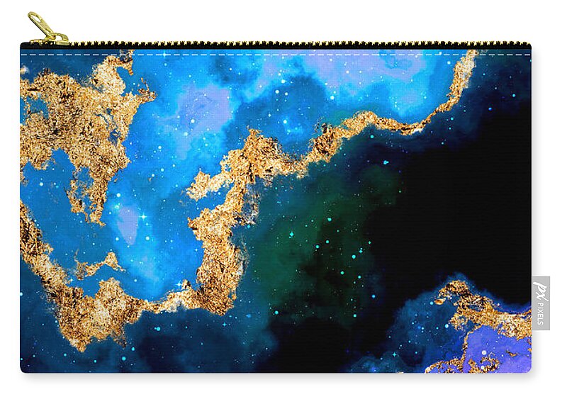 Holyrockarts Zip Pouch featuring the mixed media 100 Starry Nebulas in Space Abstract Digital Painting 019 by Holy Rock Design