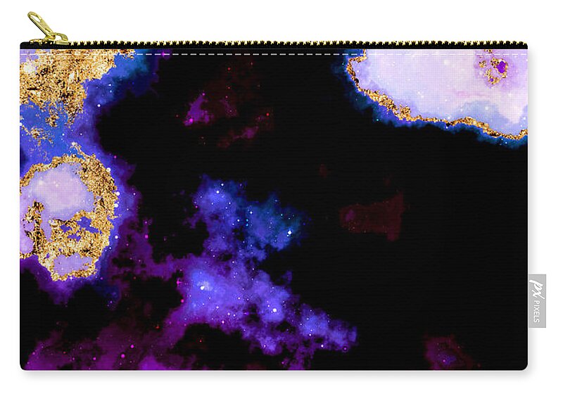 Holyrockarts Zip Pouch featuring the mixed media 100 Starry Nebulas in Space Abstract Digital Painting 036 by Holy Rock Design