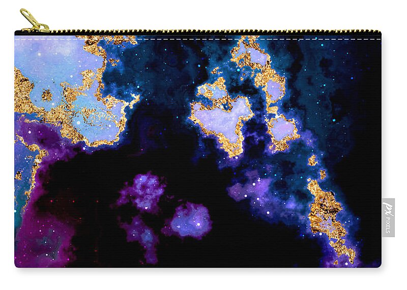 Holyrockarts Zip Pouch featuring the mixed media 100 Starry Nebulas in Space Abstract Digital Painting 062 by Holy Rock Design