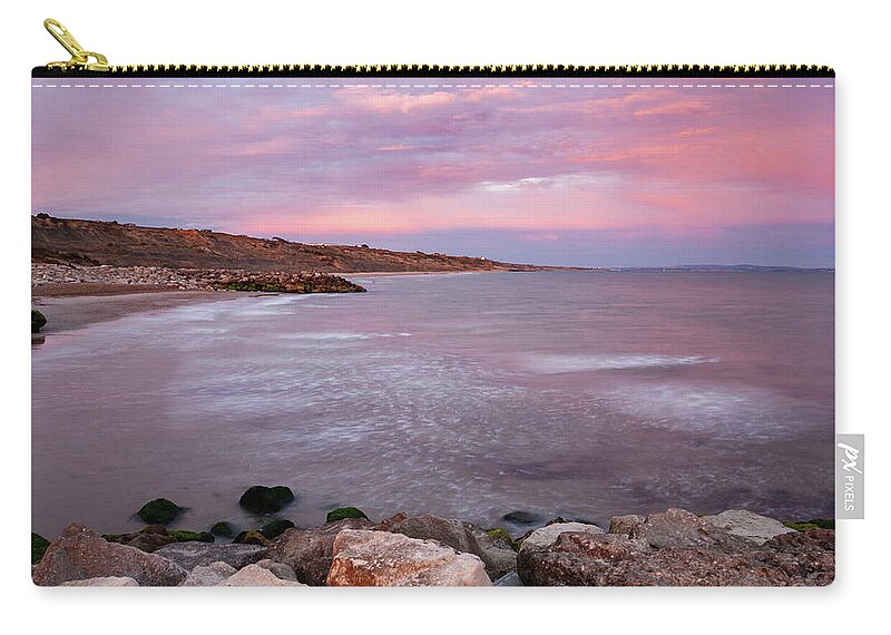 Highcliffe Zip Pouch featuring the photograph Highcliffe Beach in Dorset #11 by Ian Middleton