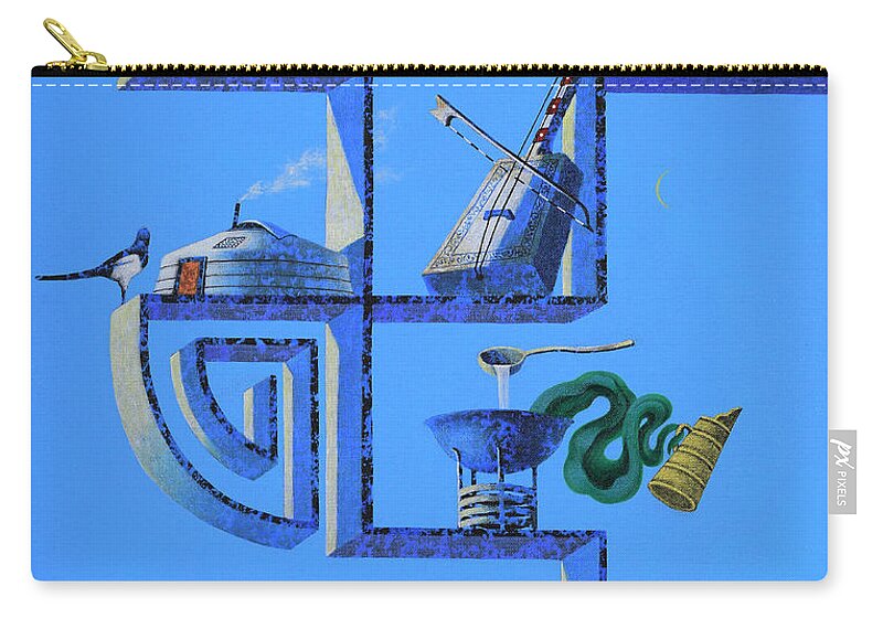 Oil On Canvas Carry-all Pouch featuring the painting Development by Oilan Janatkhaan