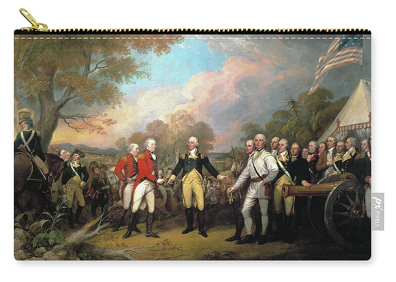 1777 Zip Pouch featuring the photograph Saratoga - Surrender, 1777 by John Trumbull
