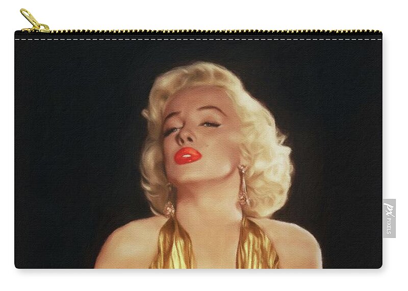 Marilyn Zip Pouch featuring the painting Marilyn Monroe, Hollywood Legend #13 by Esoterica Art Agency