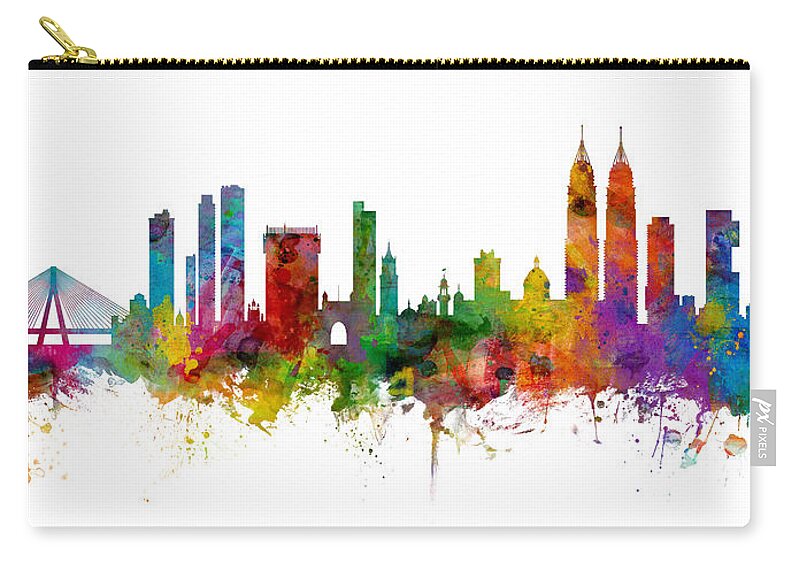 Mumbai Zip Pouch featuring the digital art Mumbai Skyline India Bombay by Michael Tompsett