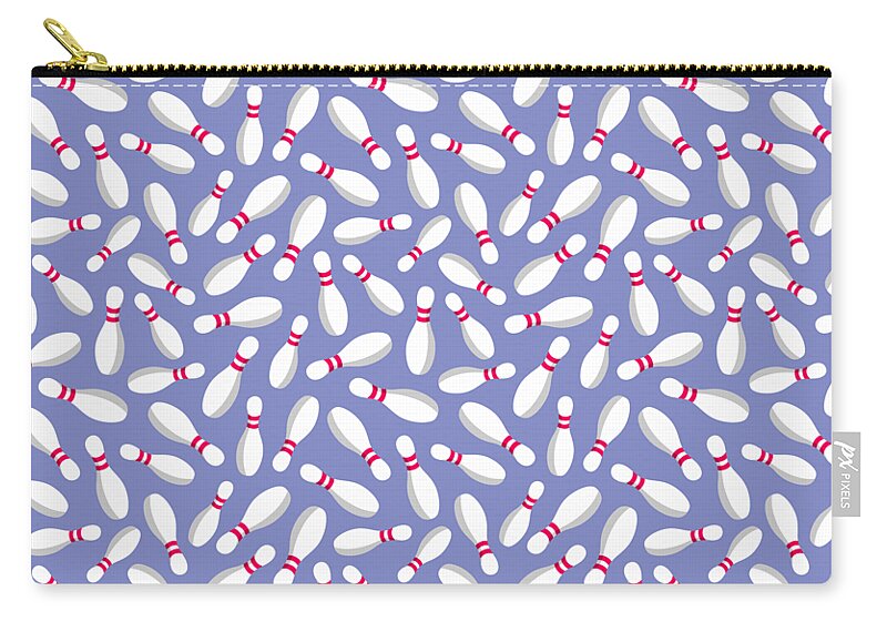 Bowling Team Zip Pouch featuring the digital art Bowling Pattern Strike Spare Team League #14 by Mister Tee