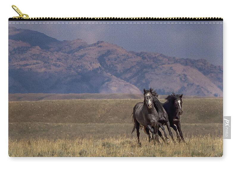 Horse Zip Pouch featuring the photograph Wild Horses #14 by Laura Terriere