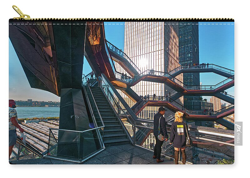 Hudson Yards Zip Pouch featuring the photograph 150 Feet Above the Plaza by S Paul Sahm