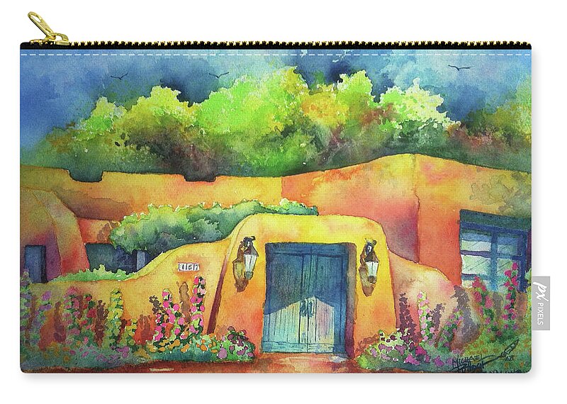 Southwest Zip Pouch featuring the painting 157 Old Lamy Trail by Michael Bulloch