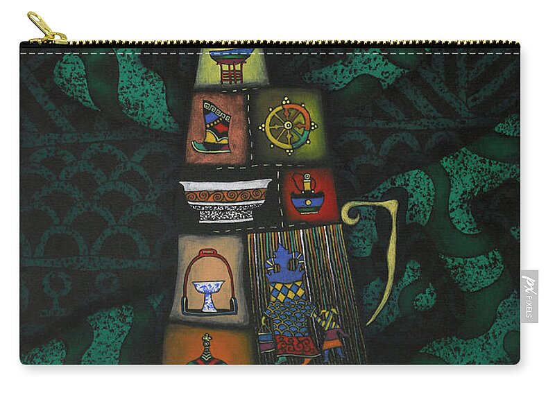 Oil On Canvas Zip Pouch featuring the painting Nuudel #1 by Oilan Janatkhaan