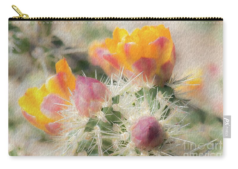 Cactus Zip Pouch featuring the photograph 1620 Watercolor Cactus Blossom by Kenneth Johnson