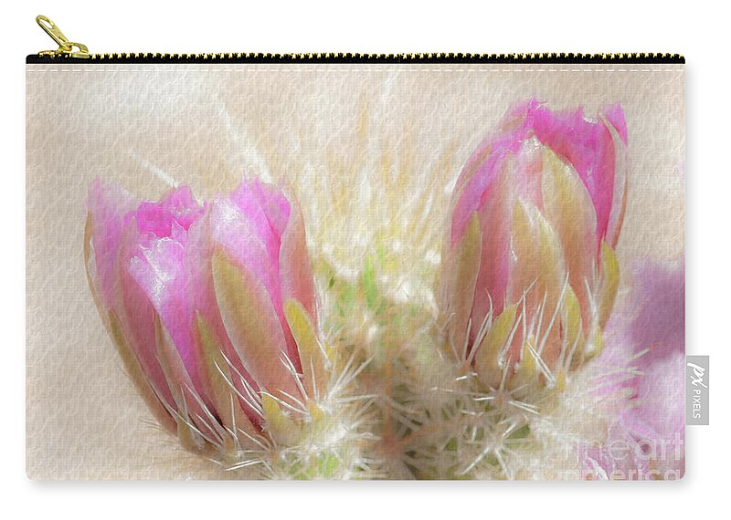 Cactus Zip Pouch featuring the photograph 1623 Watercolor Cactus Blossom by Kenneth Johnson