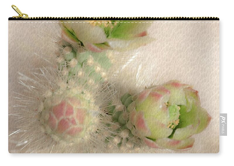 Cactus Zip Pouch featuring the photograph 1629 Watercolor Cactus Blossom by Kenneth Johnson