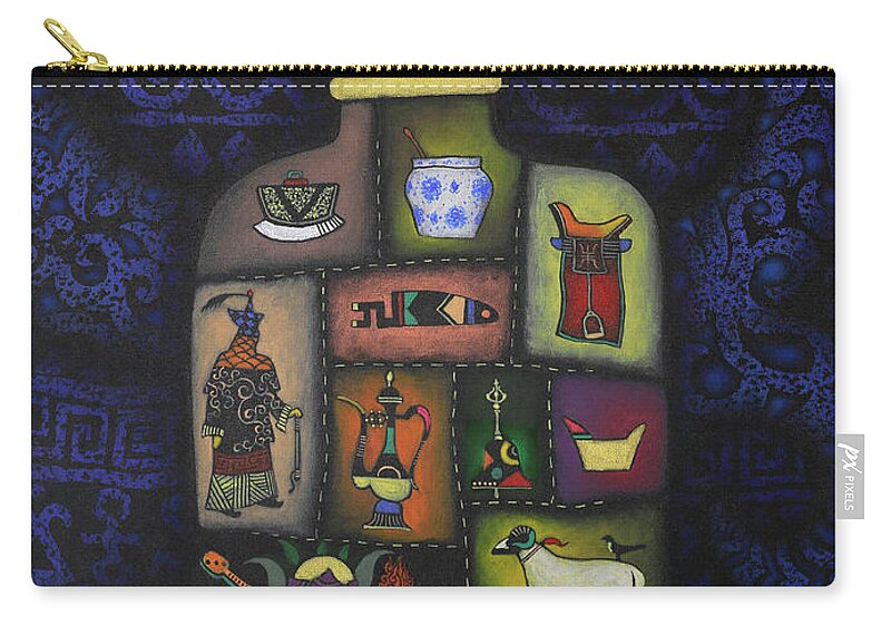 Oil On Canvas Carry-all Pouch featuring the painting Nuudel part2 by Oilan Janatkhaan