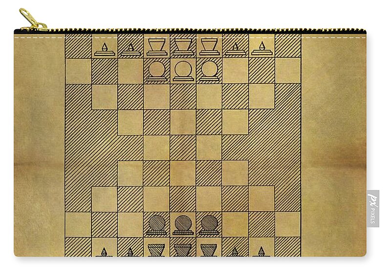 1893 Chess Game Patent Zip Pouch featuring the drawing 1893 Chess Game Patent by Dan Sproul