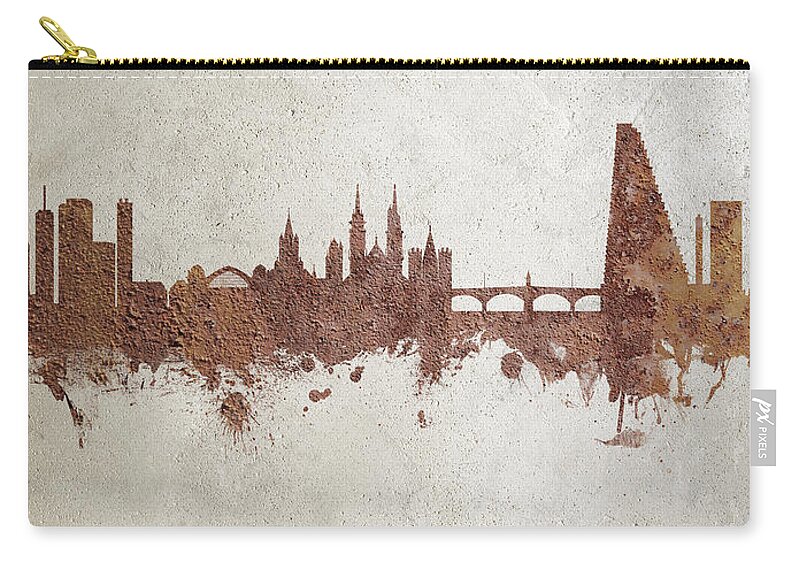 Basel Carry-all Pouch featuring the digital art Basel Switzerland Skyline by Michael Tompsett
