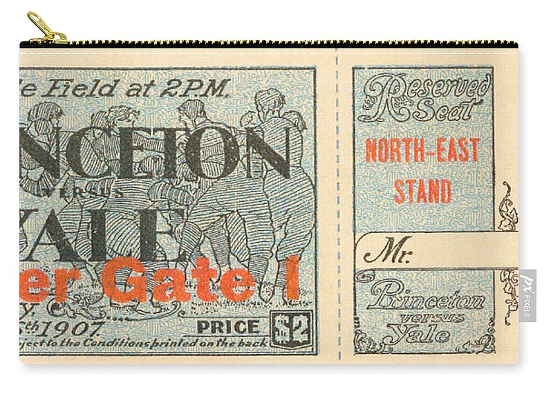 Princeton Zip Pouch featuring the mixed media 1907 Princeton vs. Yale by Row One Brand