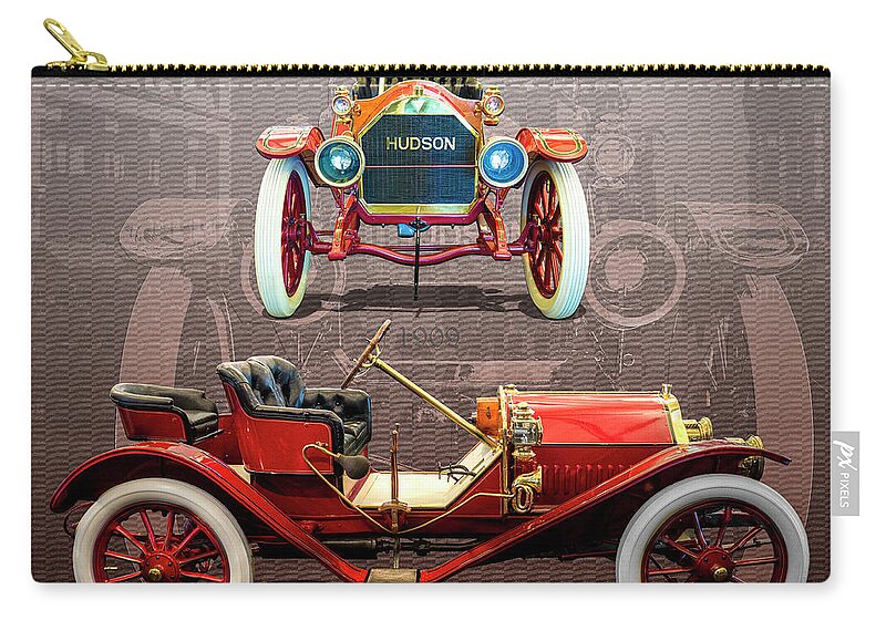 Hudson Zip Pouch featuring the digital art 1909 Hudson Roadster by Anthony Ellis