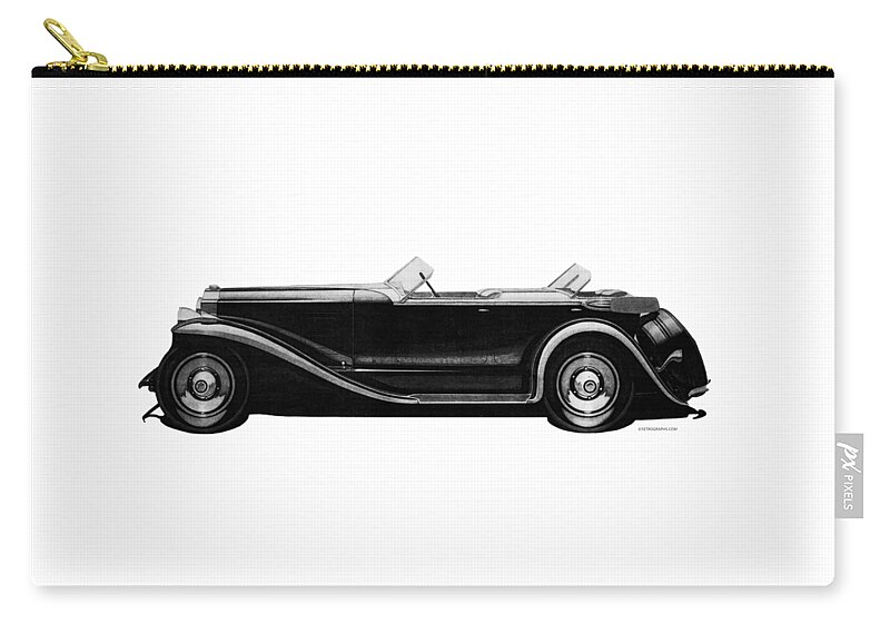 1930 Zip Pouch featuring the drawing 1930 Packard Speedster Phaeton by Murphy by Phillip G Wright