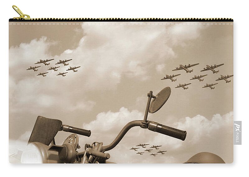 Warbirds Zip Pouch featuring the photograph 1943 WFC with B - 24 Liberators V by Mike McGlothlen
