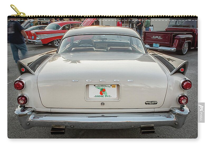 1957 Dodge Coronet Lancer 2 Door Coupe Zip Pouch featuring the photograph 1957 Dodge Coronet Lancer 2 Door Coupe X146 by Rich Franco