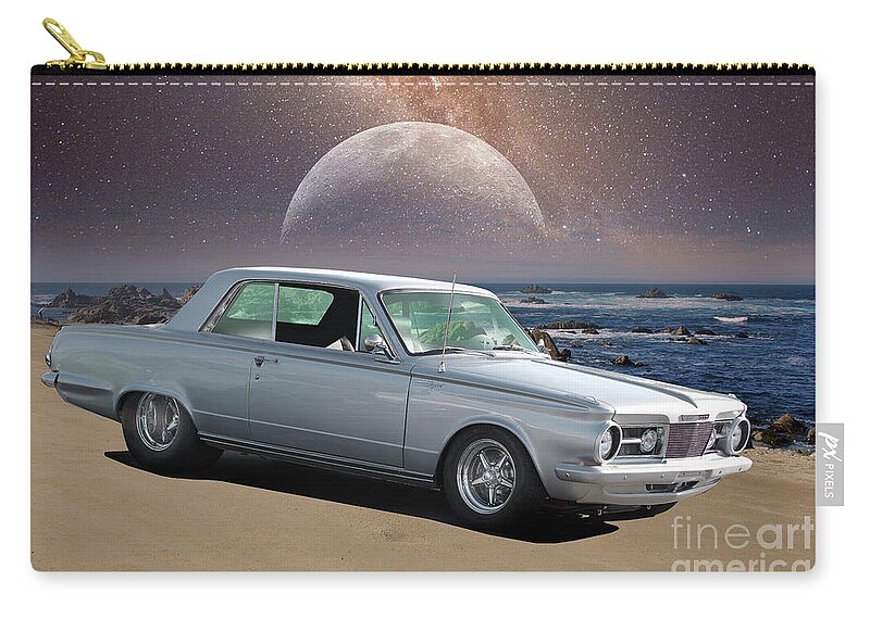 1965 Plymouth Valiant Signet Zip Pouch featuring the photograph 1965 Plymouth Valiant Signet by Dave Koontz