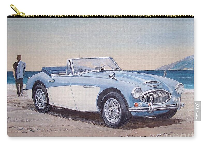 Austin Healey Zip Pouch featuring the painting 1967 Austin Healey by Sinisa Saratlic