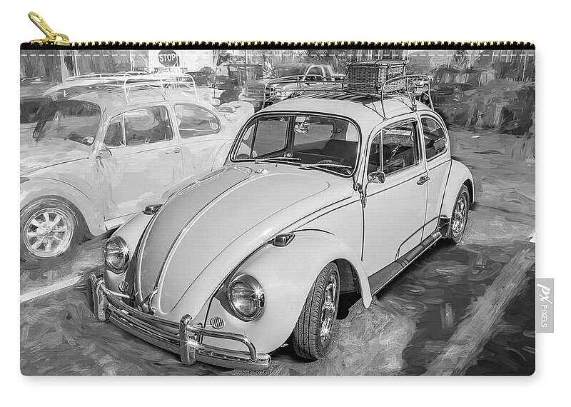 1967 Gray Volkswagen Beetle Vw Bug Zip Pouch featuring the photograph 1967 Gray Volkswagen Beetle X112 by Rich Franco