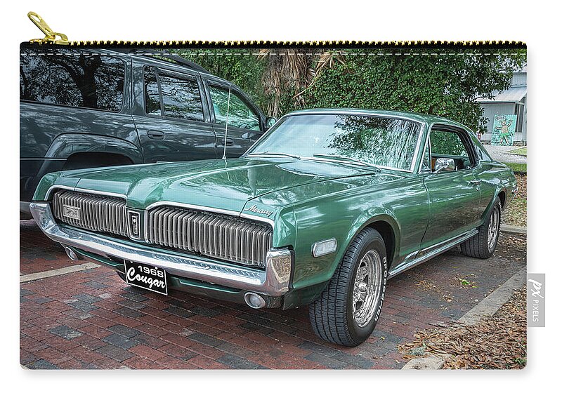 1968 Green Mercury Cougar Zip Pouch featuring the photograph 1968 Mercury Cougar X107 by Rich Franco