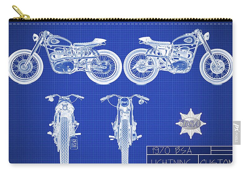 Birmingham Small Arms Company Zip Pouch featuring the mixed media 1970 BSA Lightning by Pheasant Run Gallery