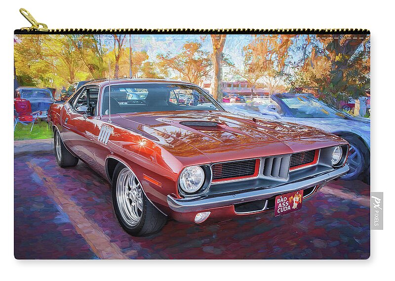 1971 Plymouth Zip Pouch featuring the photograph 1971 Plymouth Hemi Barracuda X108 by Rich Franco