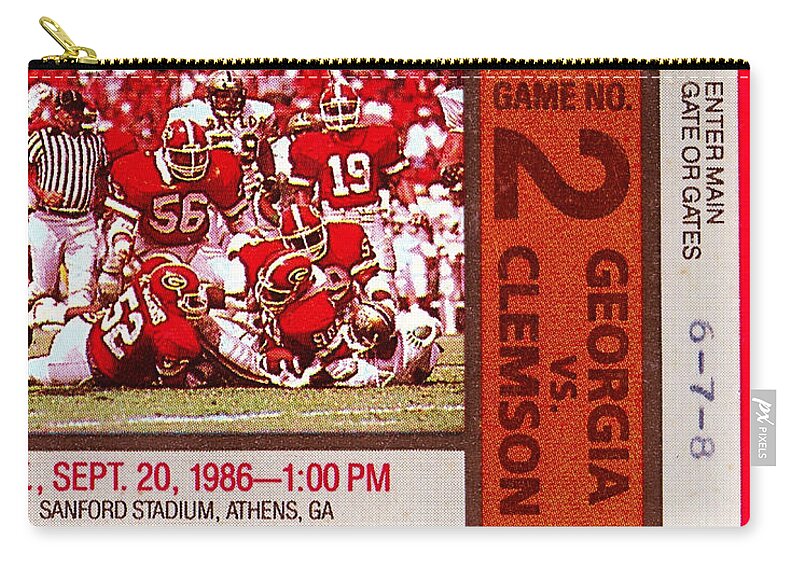  Zip Pouch featuring the drawing 1986 Georgia vs. Clemson by Row One Brand