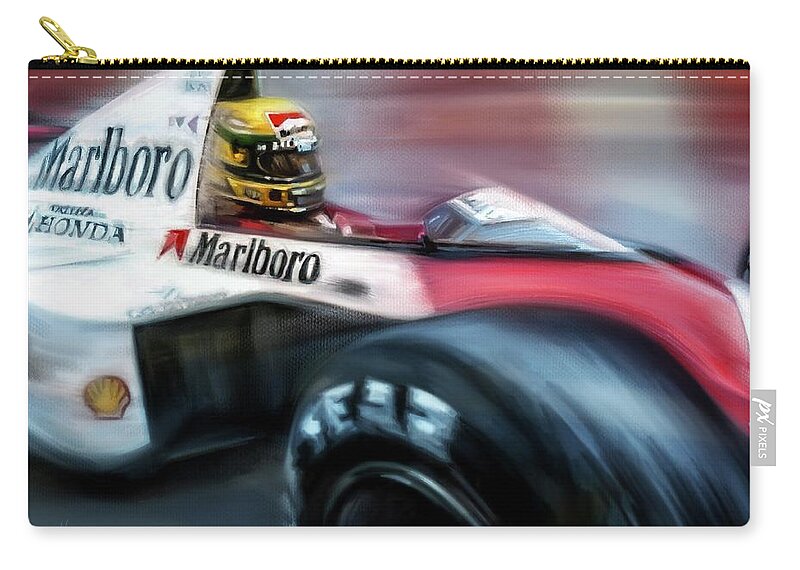 Race Zip Pouch featuring the mixed media 1989 Monaco Grand Prix by Mark Tonelli