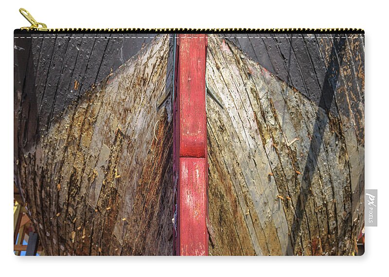 Ship Zip Pouch featuring the photograph 19th-century Bark Strakes and Rudder by Mark Roger Bailey