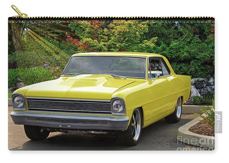 1966 Chevrolet Nova Ii Zip Pouch featuring the photograph 1966 Chevrolet Nova II #2 by Dave Koontz