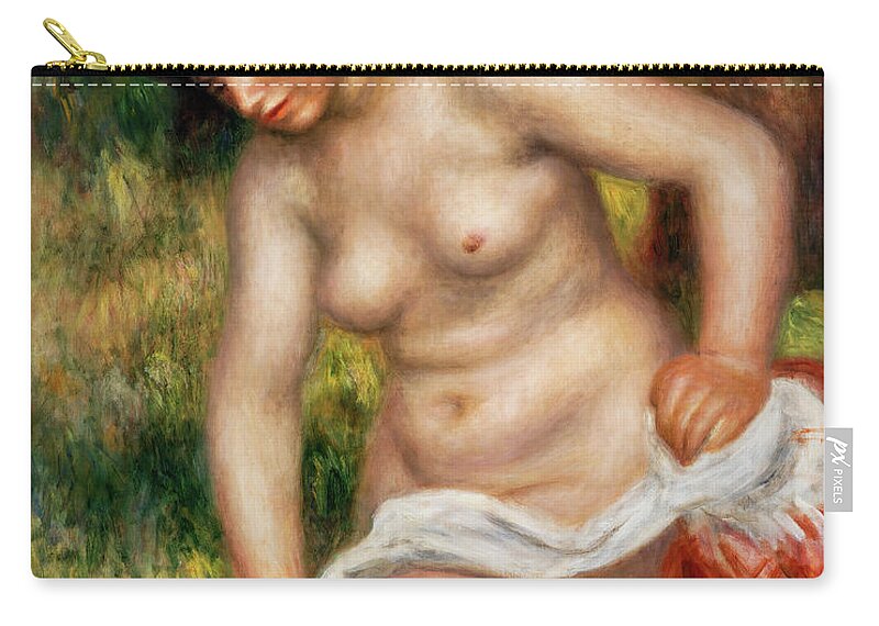 French Zip Pouch featuring the painting Bather Drying Herself #2 by Pierre-Auguste Renoir