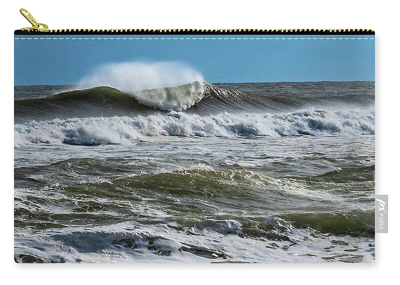 Beach Zip Pouch featuring the photograph Big Wave Photograph #3 by Louis Dallara